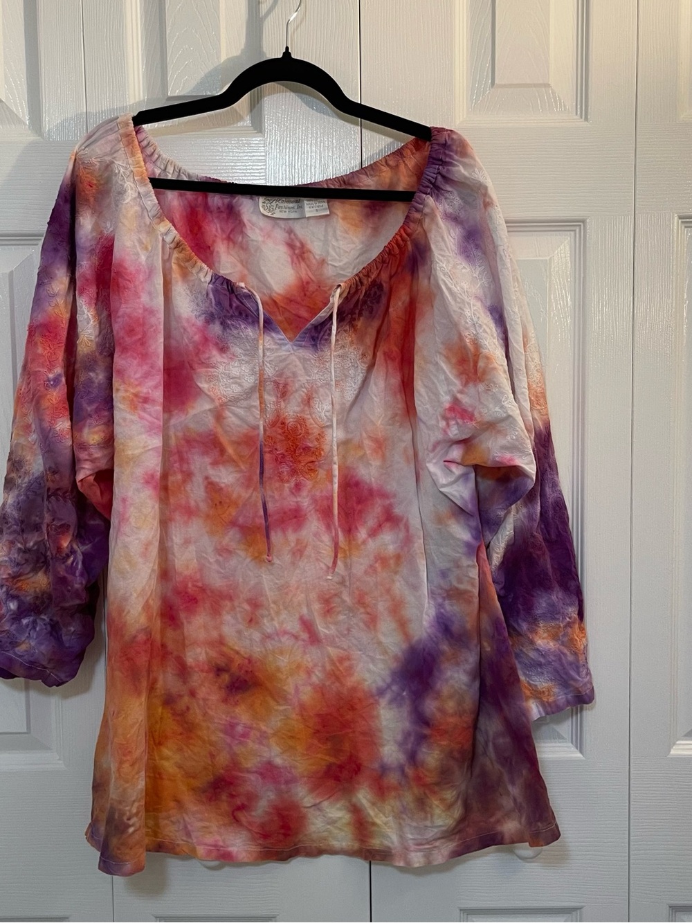 Tie-Dye Scoop Neck Womens Top - Pink, Purple & Orange Festival Fairy Whimsy